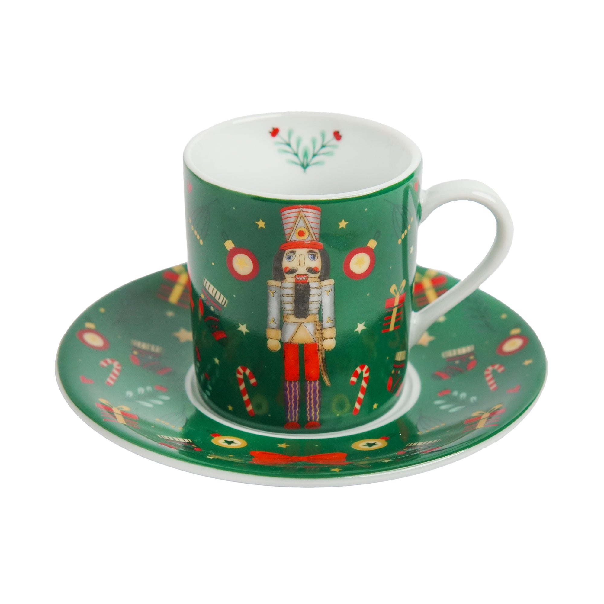 Christmas Nutcracker Grenn Porselen Kahve Fincanı