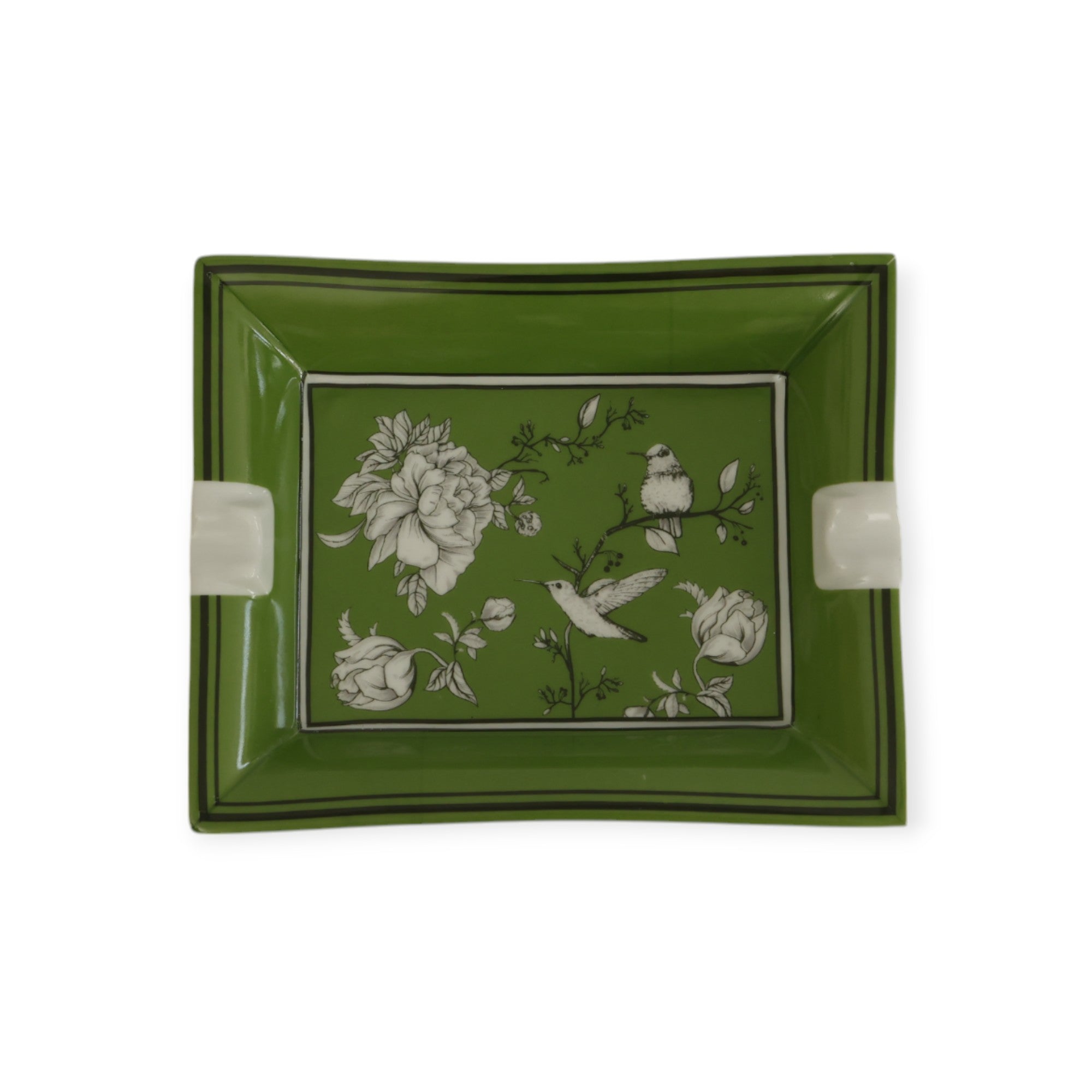 Rose Glow Green Porselen Kül Tablası