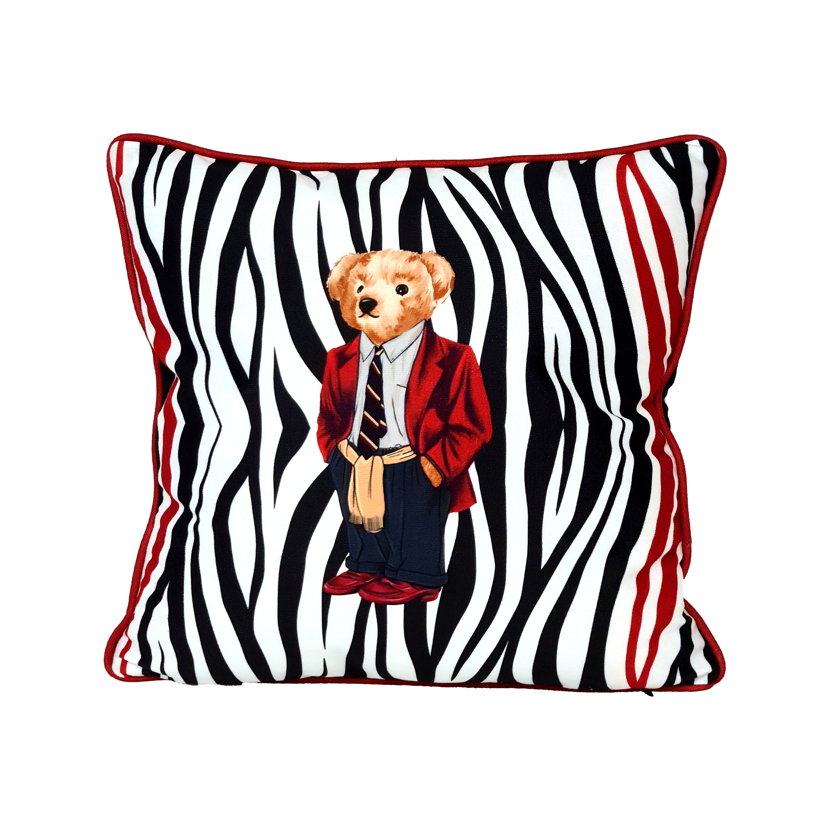 Zebra Teddy Bear 45x45 Kırlent Kılıfı