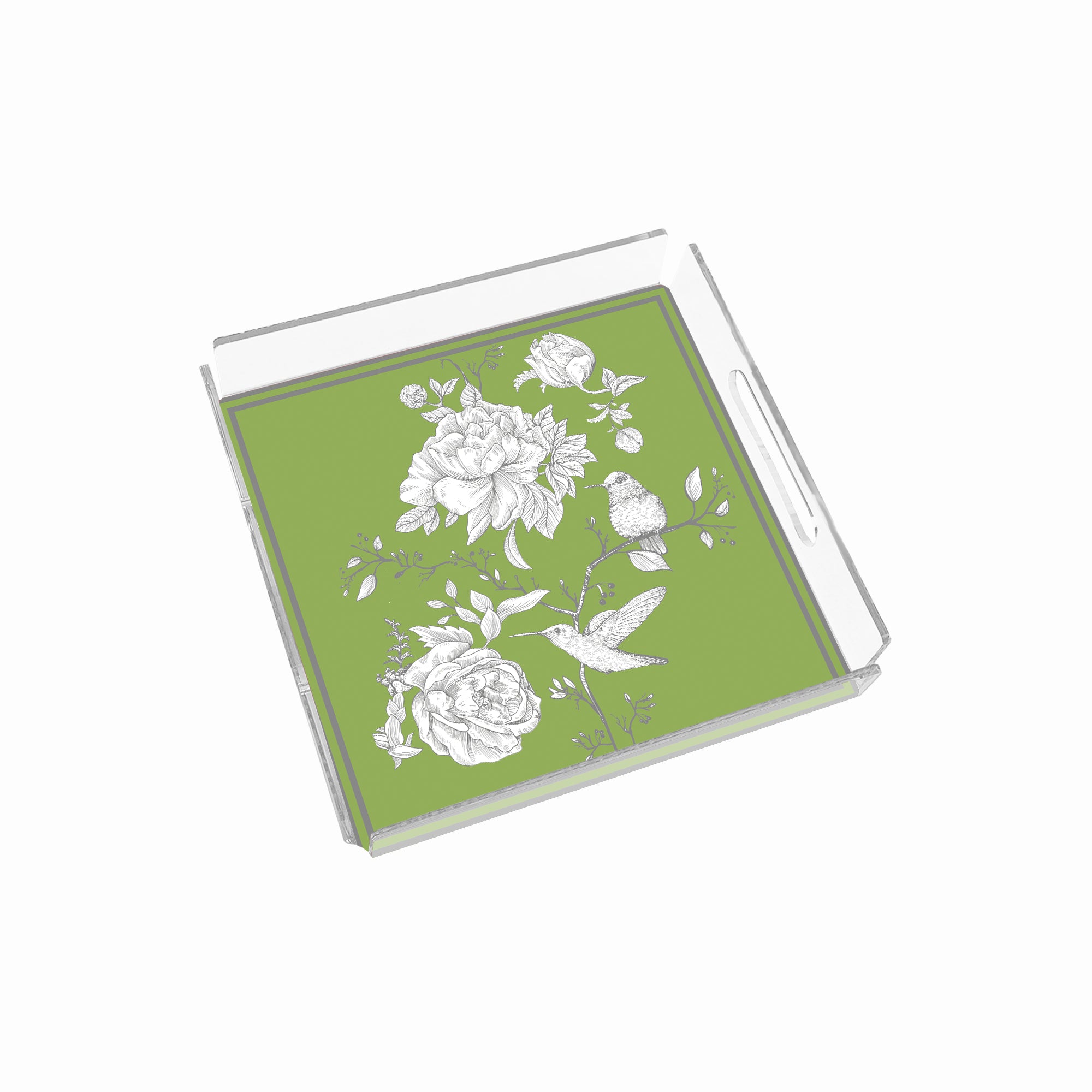 Rose Glow Green 24x24 Pleksi Tepsi