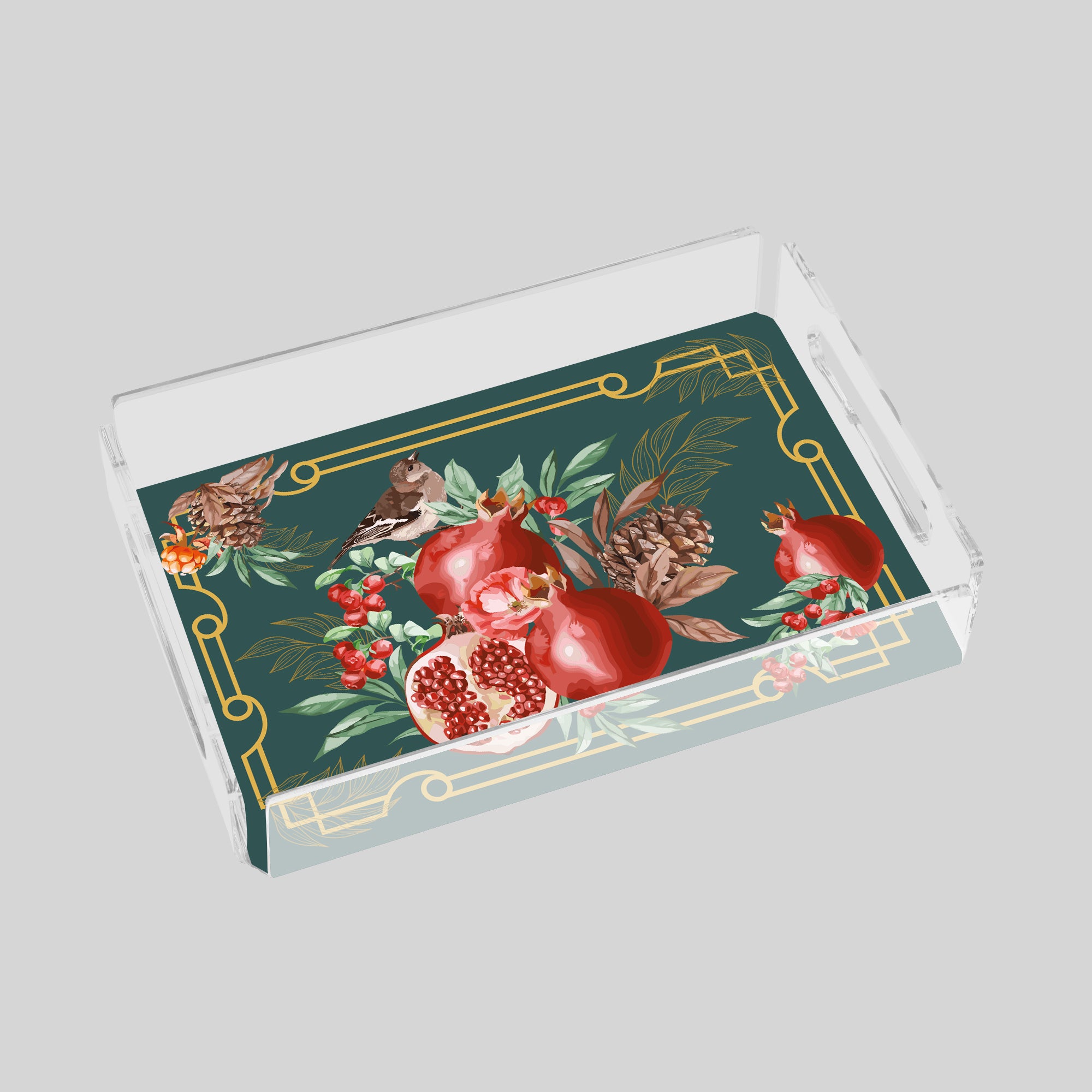 Pomegranate Green 25x17 Pleksi Tepsi