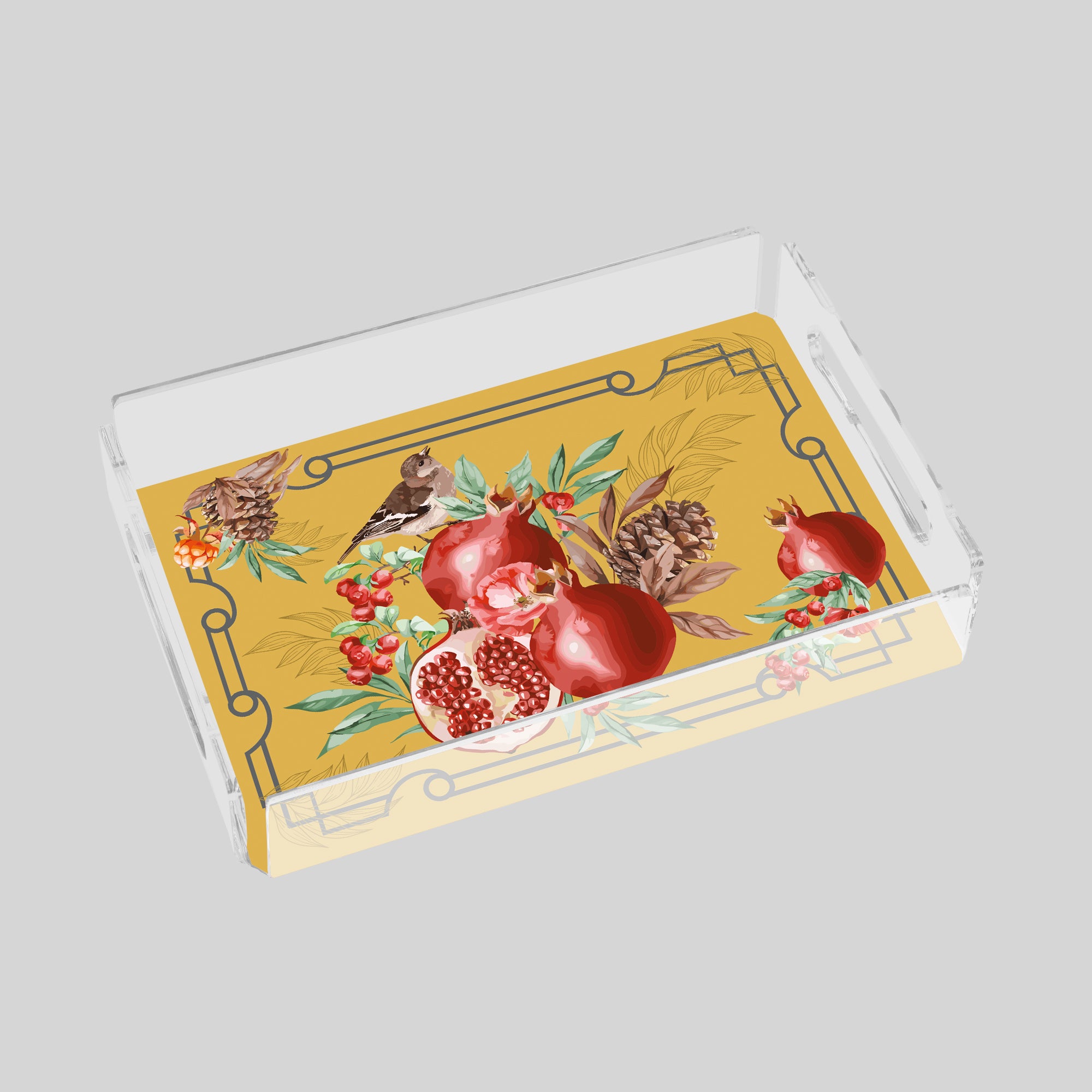 Pomegranate Yellow 25x17 Pleksi Tepsi