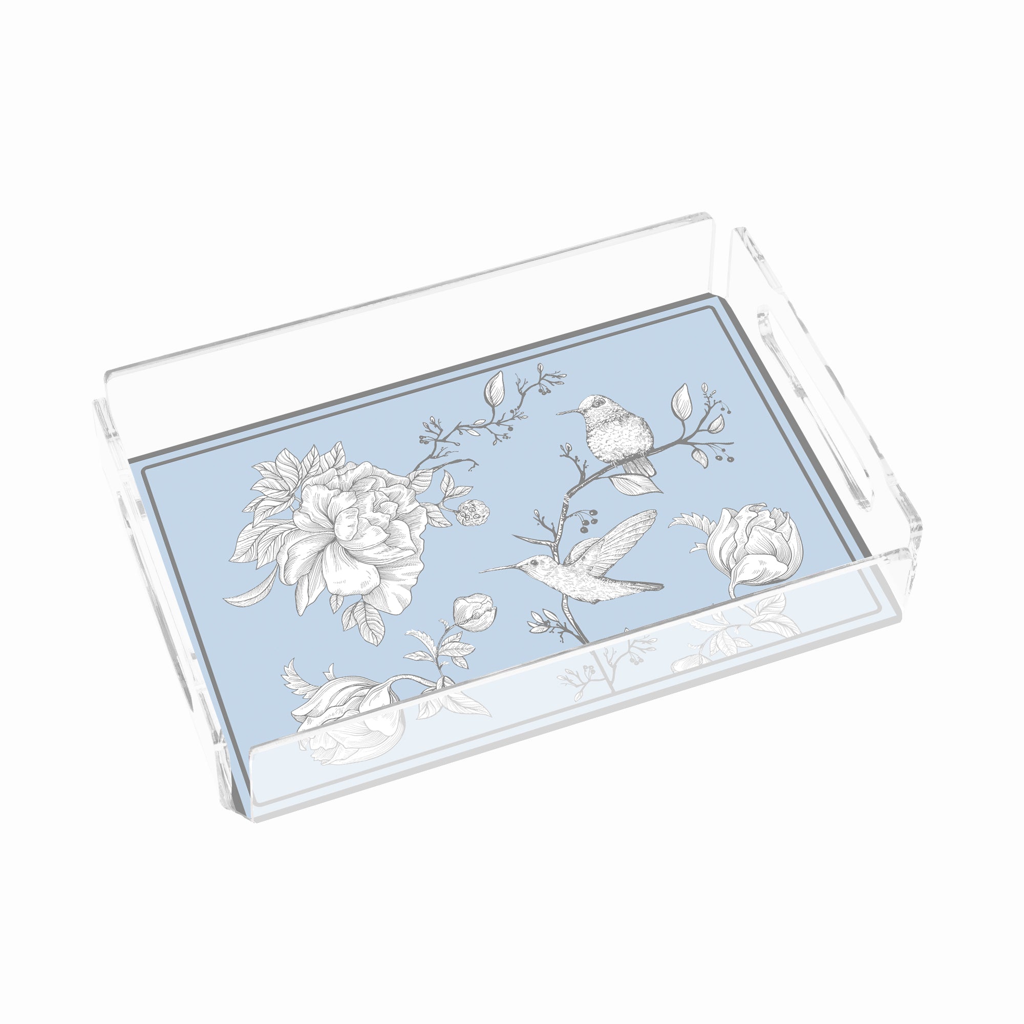 Rose Glow Blue 25x17 Pleksi Tepsi