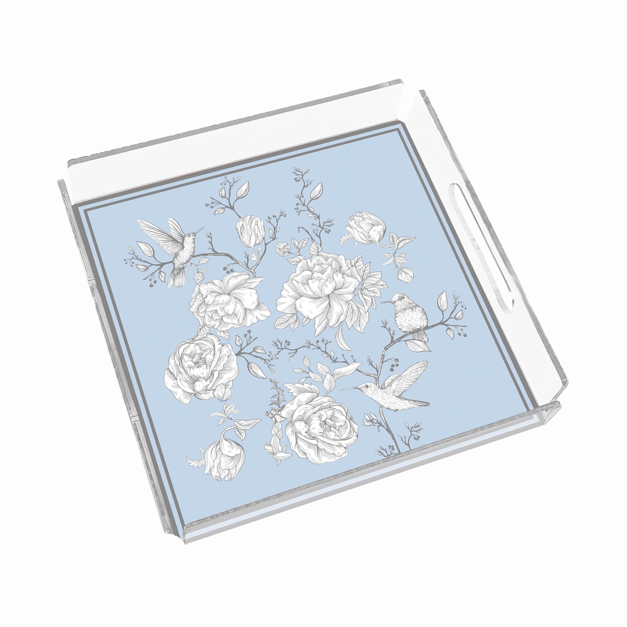 Rose Glow Blue 35x35 Pleksi Tepsi