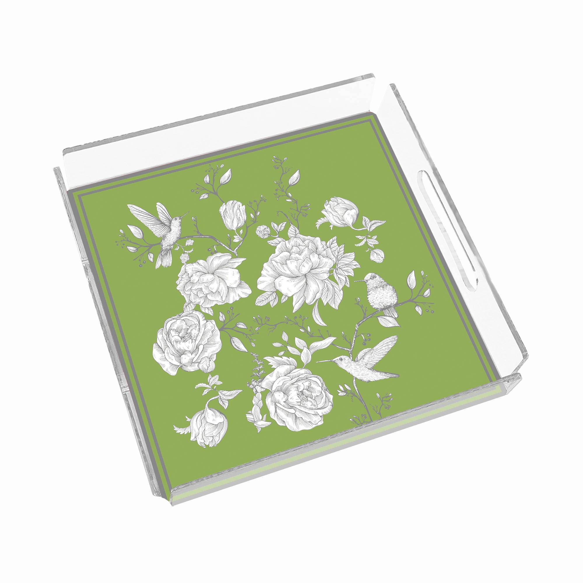 Rose Glow Green 35x35 Pleksi Tepsi