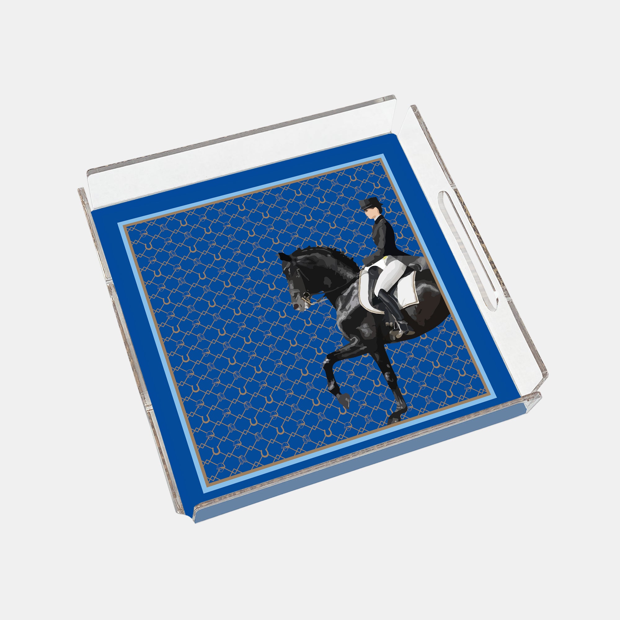 Equestrian Blue 35x35 Pleksi Tepsi