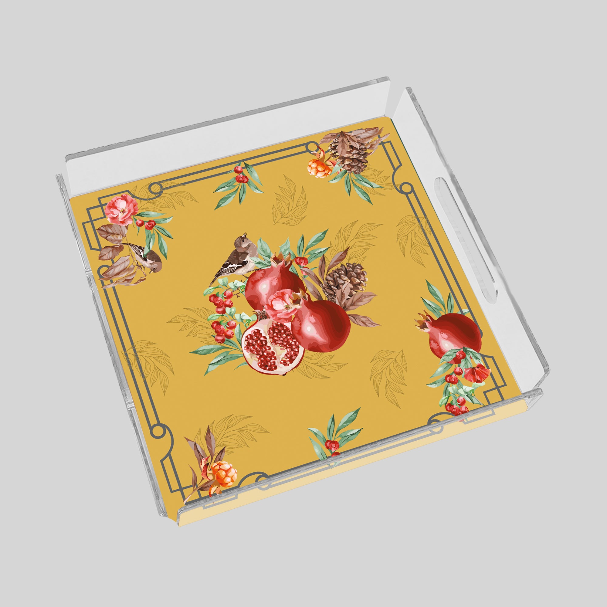 Pomegranate Yellow 35x35 Pleksi Tepsi