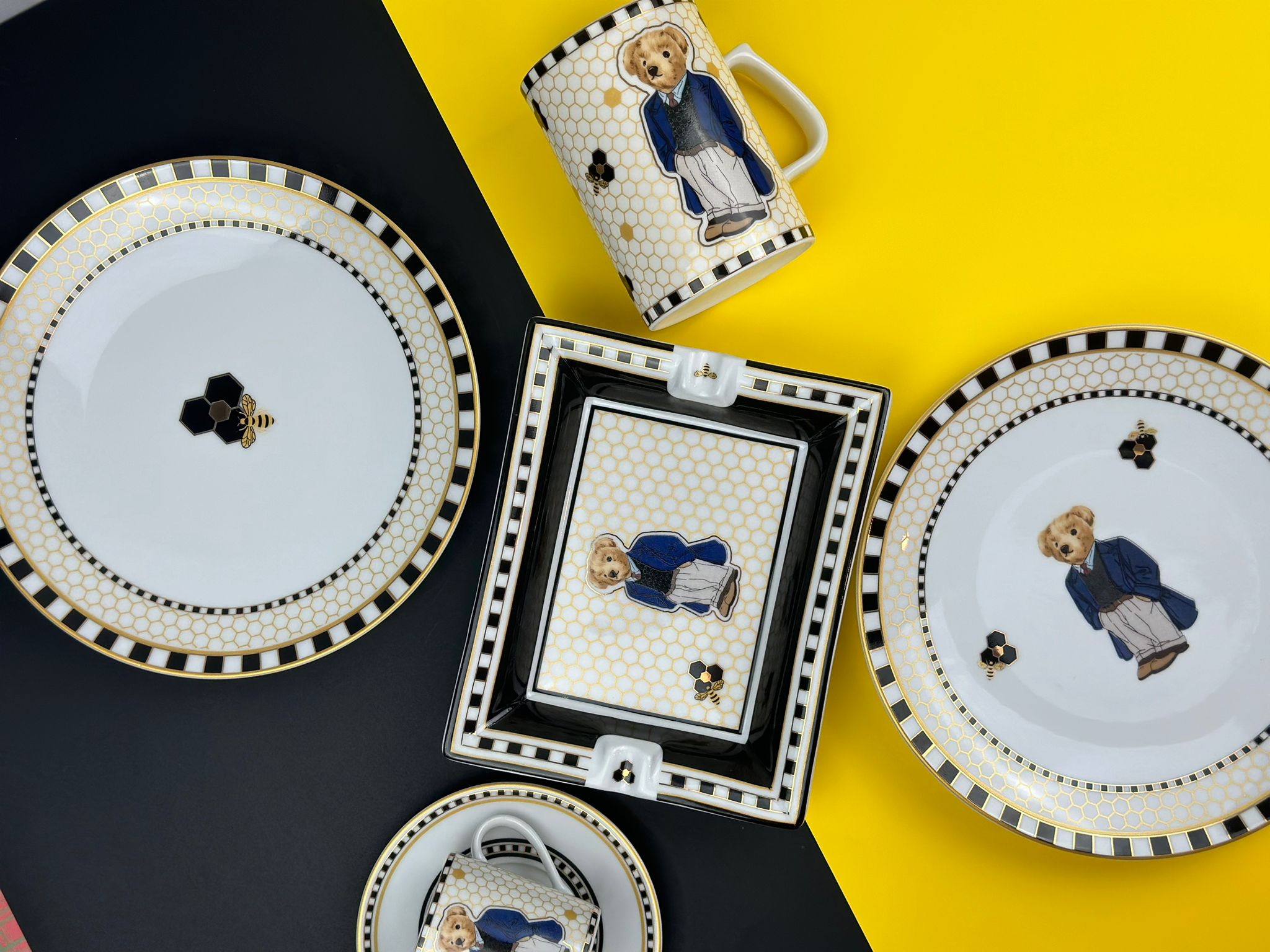 Honey Teddy Bear 20 Cm Porselen Tabak