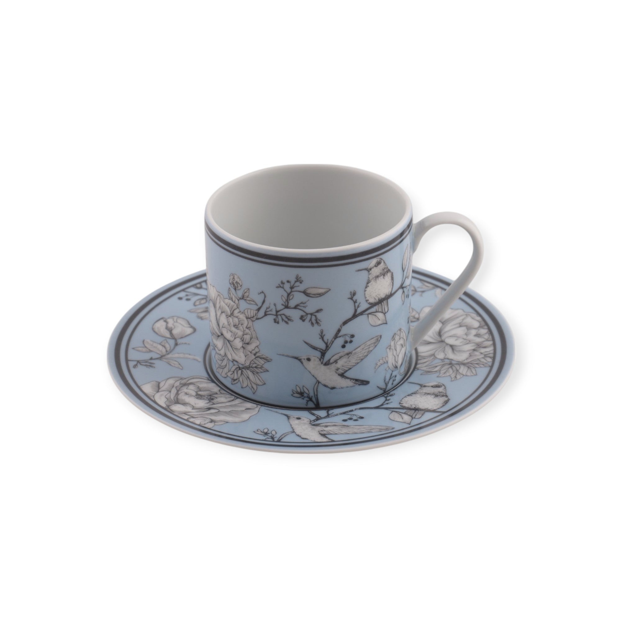 Rose Glow Blue Porselen Çay Fincanı