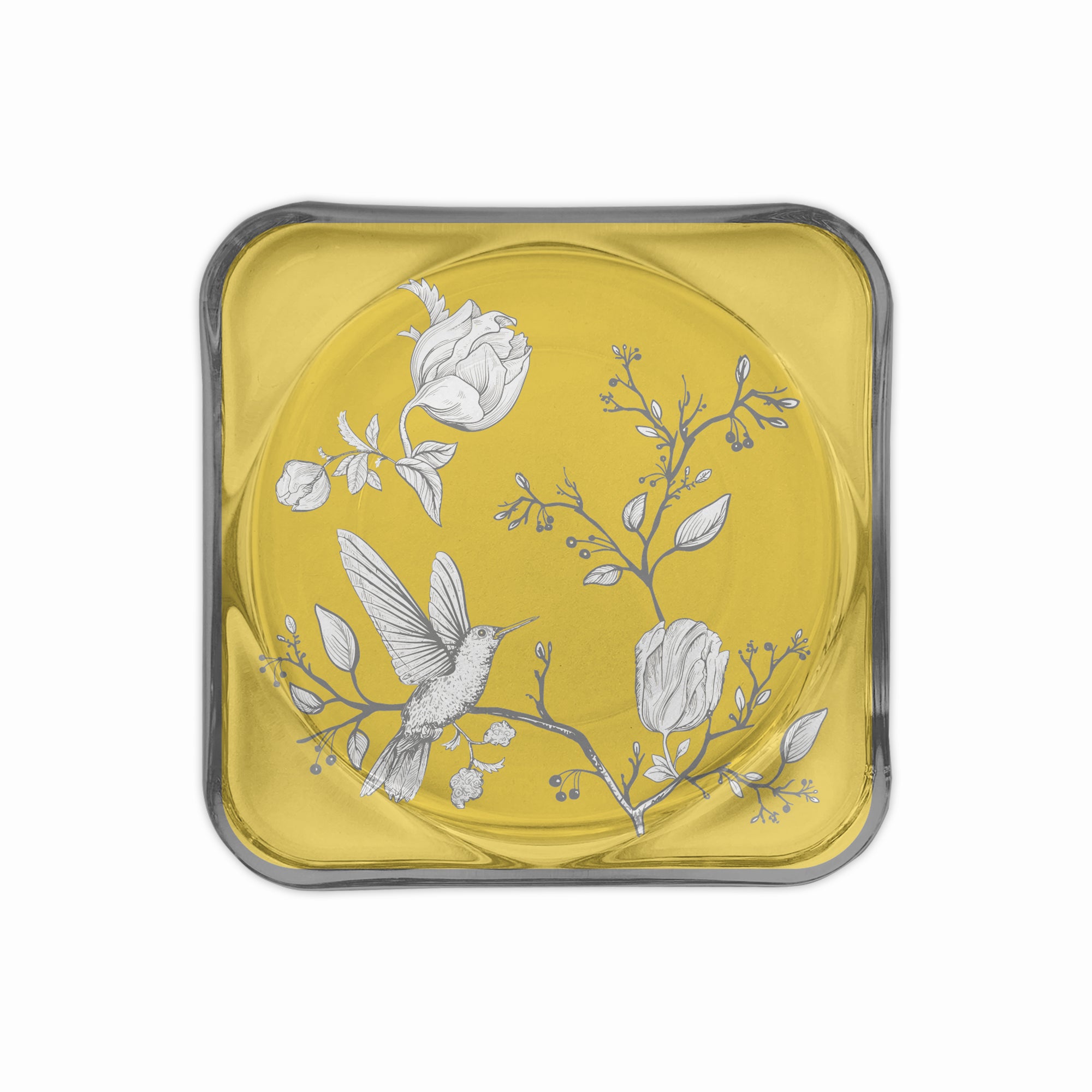 Rose Glow Yellow Cam Bardak Altlığı & Mum Tabağı