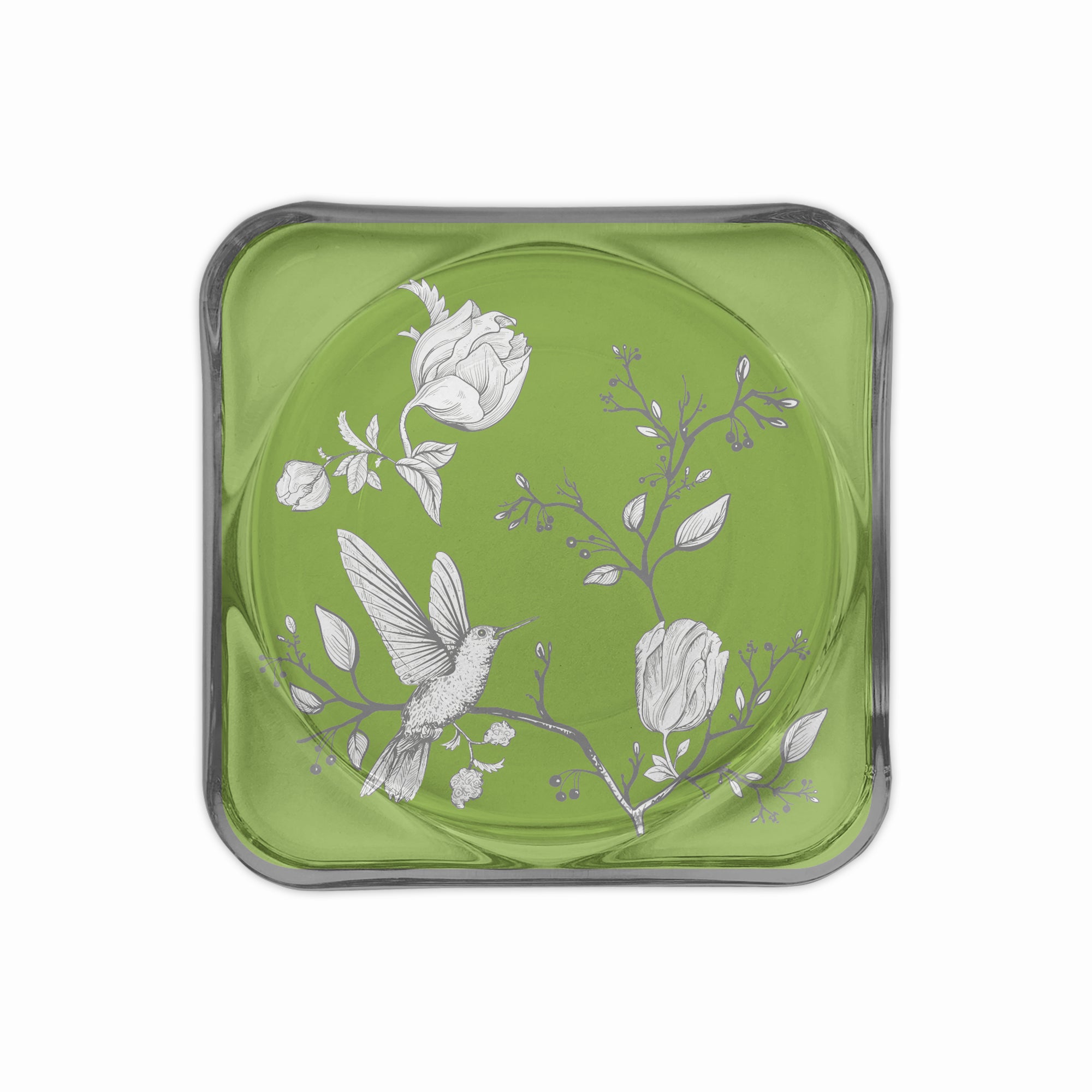 Rose Glow Green Cam Bardak Altlığı & Mum Tabağı