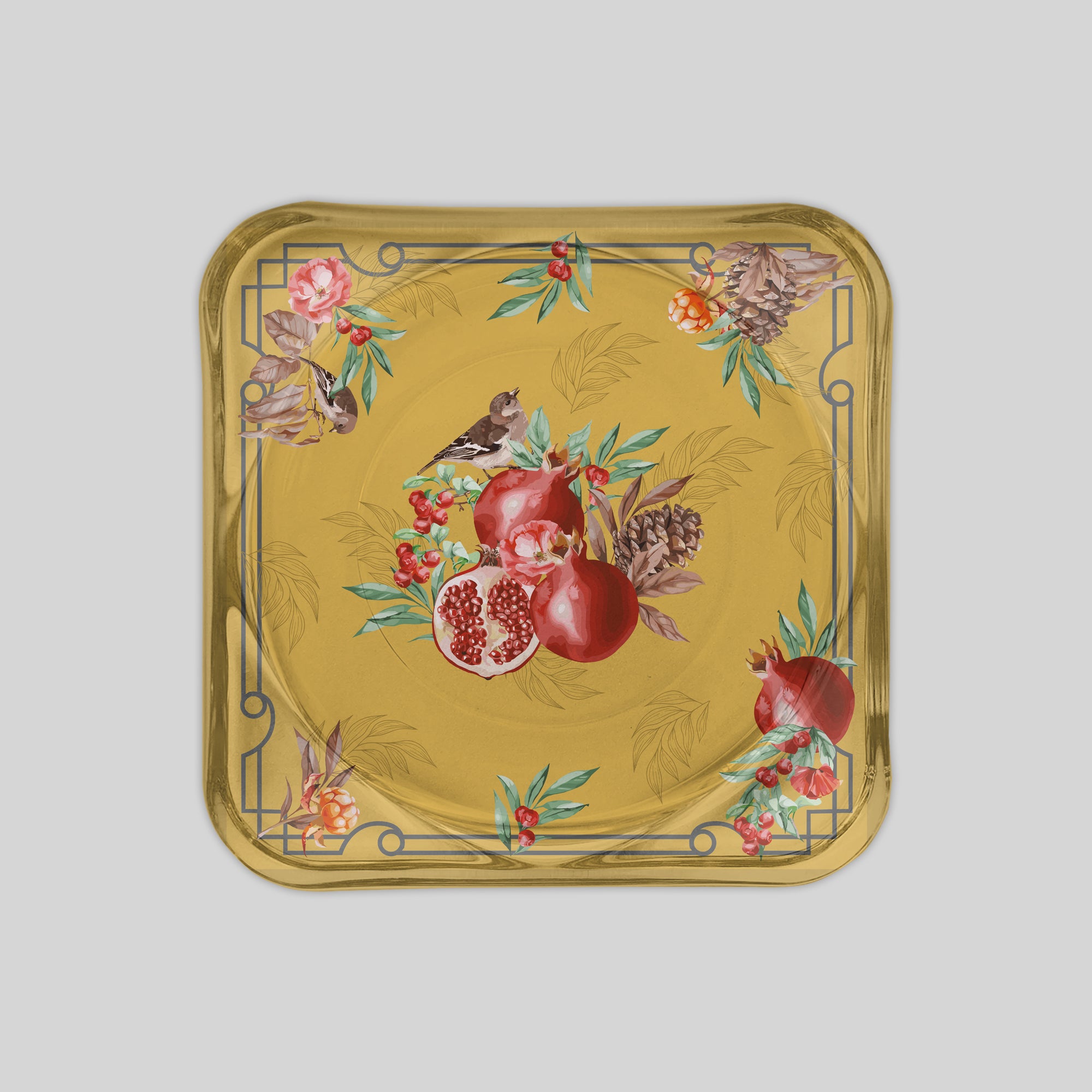 Pomegranate Yellow Cam Bardak Altlığı & Mum Tabağı