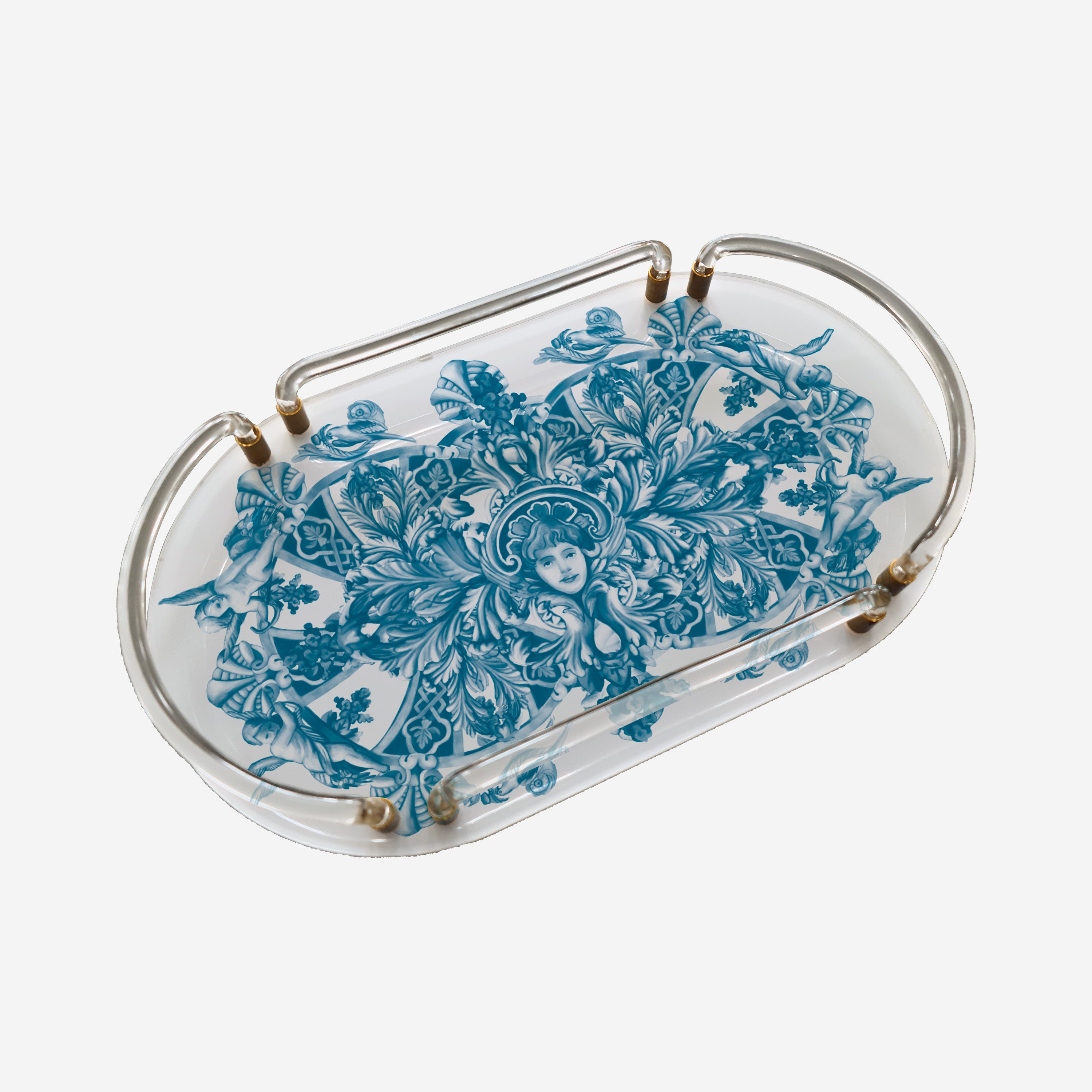 Blue Blanc Royale Oval Pleksi Tepsi