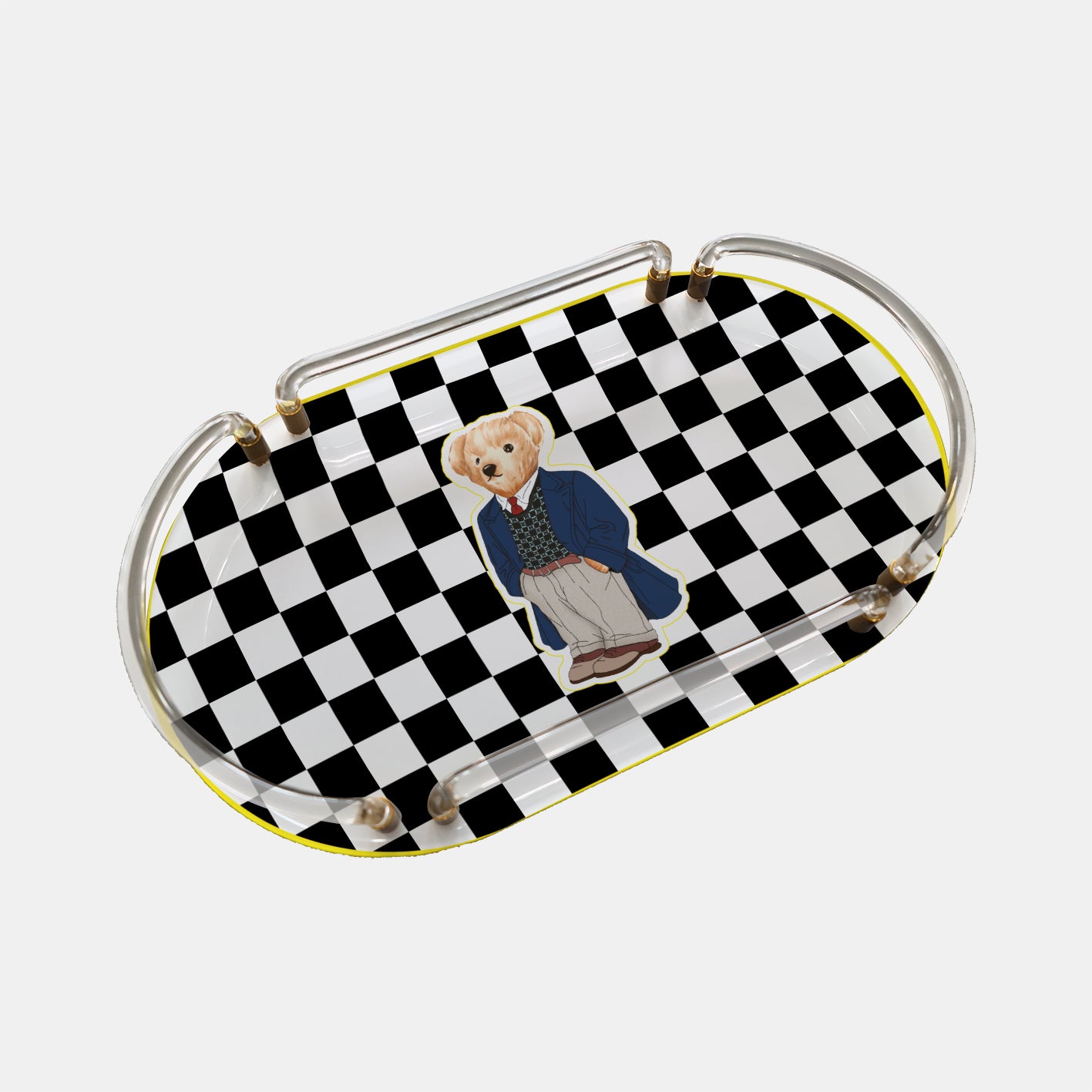 Honey Teddy Bear Oval Pleksi Tepsi